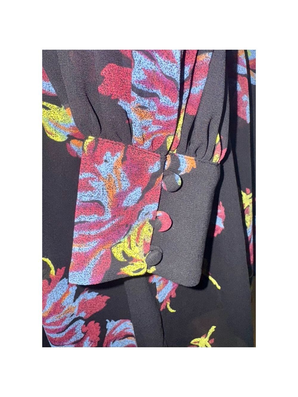 Cinq à Sept Revina Floral Print Mini Dress Black Size 0 Mock-neck Bow Key-hole - Picture 8 of 16